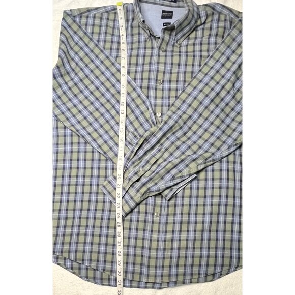 Arrow Men's Plaid Button-Down Shirt XL Blue/Green Cotton/Polyester Wrinkle-free - Picture 4 of 4